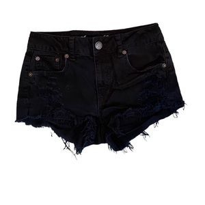 American Eagle black distressed shorts